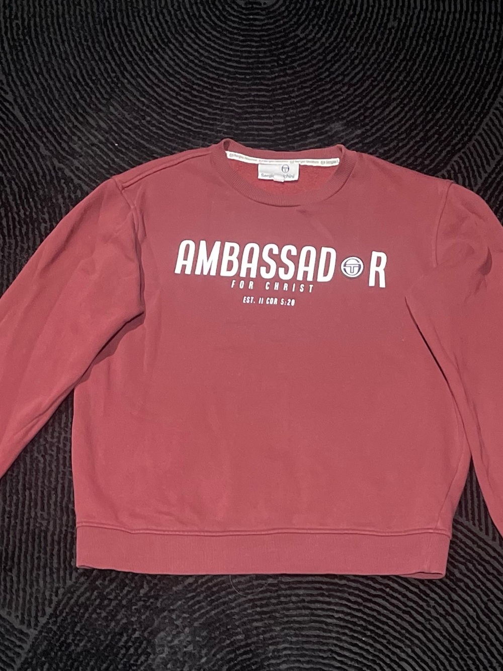 Sergio Tacchini Men's Crewneck Sweater in Burgundy with White Logo